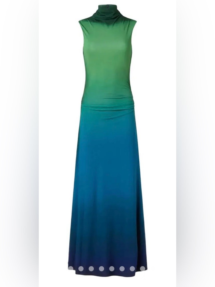 *Flawed Simkhai Aldina Rtr Ombre Midi Dress In Blue/Green (0124)